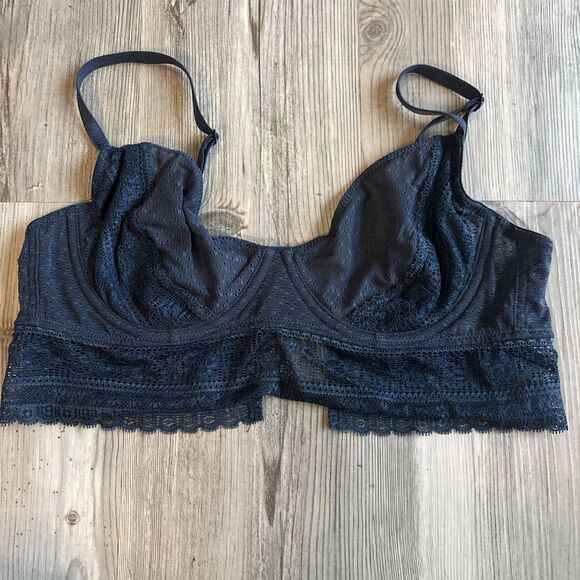 Intimacy Free People Blue Lace Bra Size 36B - Picture 1 of 10
